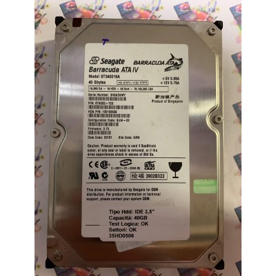 Hard Disk Usato Funzionante 100% Ok IDE 3,5" 40GB SEAGATE ST340016A 9T6002-103 3.75 03181 AMK