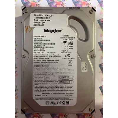 Hard Disk Usato Funzionante 100% Ok IDE 3,5" 80GB MAXTOR STM3802110A 9DN011-326 3.AAK 07076 WU