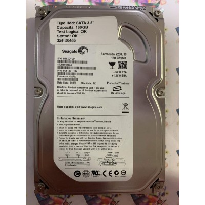 Hard Disk Usato Funzionante 100% Ok SATA 3,5" 160GB SEAGATE ST3160815AS 9CY132-197 4.AAA 09333 TK