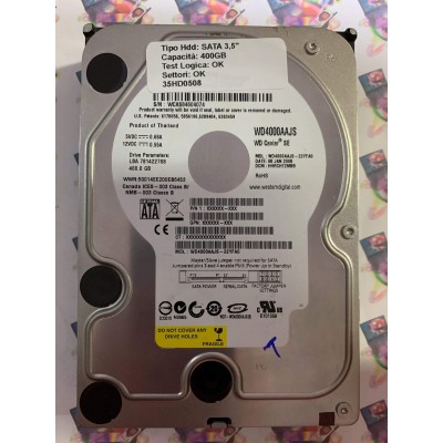 Hard Disk Usato Funzionante 100% OK SATA 3,5" 400GB WD WD4000AAJS-22YFA0 HHRCHT2MBB 08 JAN 2008