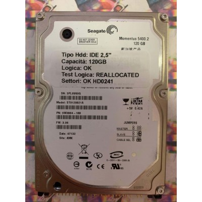 Hard Disk Usato Semifunzionante IDE 2,5" 120GB SEAGATE ST9120821A 9W3884-188 3.06 07132 AMK