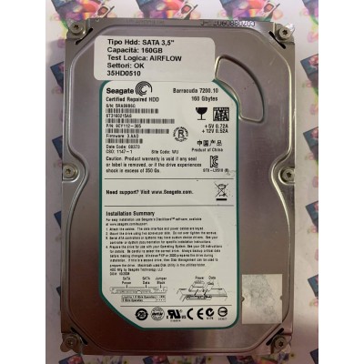 Hard Disk Usato Semifunzionante SATA 3,5" 160GB SEAGATE ST3160215AS 9CY112-305 3.AAD 08373 WU