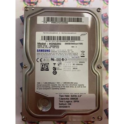 Hard Disk Usato Semifunzionante SATA 3,5" 500GB SAMSUNG HD502HI 49081A421A3302 2009.03