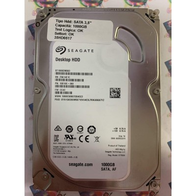 Hard Disk Usato Funzionante 100% OK SATA 3,5" 1000GB SEAGATE ST1000DM003 1SB10C-300 CC43 TK