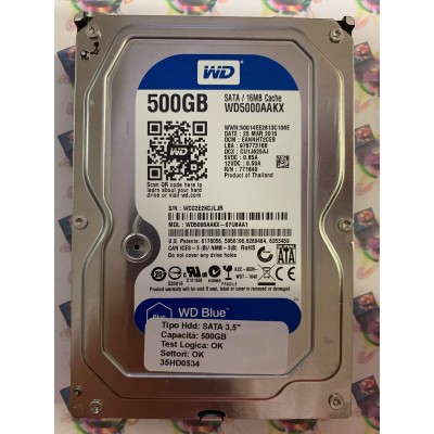 Hard Disk Usato Funzionante 100% OK SATA 3,5" 500GB WD WD5000AAKX-07U6AA1 EANNHT2CEB 25 MAR 2015