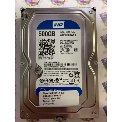 Hard Disk Usato Funzionante 100% OK SATA 3,5" 500GB WD WD5000AAKX-07U6AA1 EHRNHT2CHB 20 APR 2015