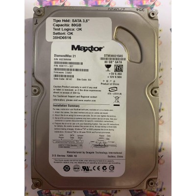 Hard Disk Usato Funzionante 100% OK SATA 3,5" 80GB MAXTOR STM380215AS 9DS111-327 3.AAD 08147 SU