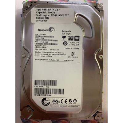 Hard Disk Usato Semifunzionante SATA 3,5" 500GB SEAGATE ST500DM002 1BD142-023 HP74 15312 TK