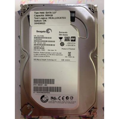 Hard Disk Usato Semifunzionante SATA 3,5" 500GB SEAGATE ST500DM002 1BD142-023 HP74 15363 TK