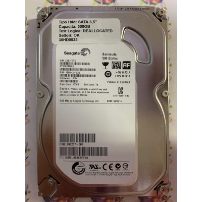 Hard Disk Usato Semifunzionante SATA 3,5" 500GB SEAGATE ST500DM002 1BD142-023 HP74 15363 TK