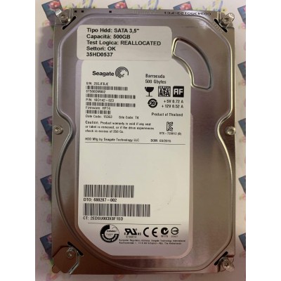 Hard Disk Usato Semifunzionante SATA 3,5" 500GB SEAGATE ST500DM002 1BD142-023 HP74 15363 TK
