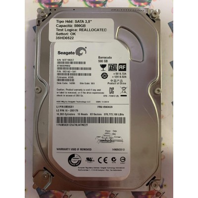 Hard Disk Usato Semifunzionante SATA 3,5" 500GB SEAGATE ST500DM002 1BD142-541 KC65 14206 WU