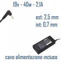 Alimentatore Compatibile 40W 19V 2,1A 2,5 x 0,7mm Cavo Alimentazione Incluso