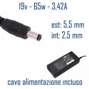 Alimentatore Compatibile 65W 19V 3,42A 5,5 x 2,5mm Cavo Alimentazione Incluso