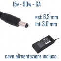 Alimentatore Compatibile 90W 15V 6A 6,3 x 3,0mm Cavo Alimentazione Incluso
