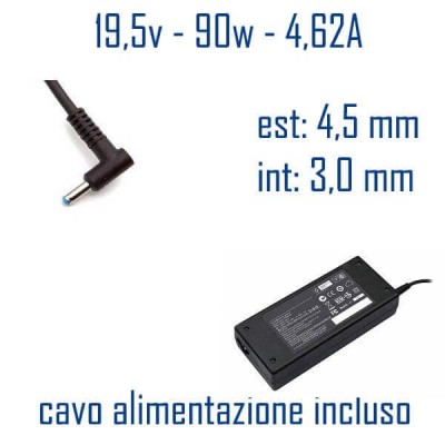 Alimentatore Compatibile 90W 19,5V 4,62A 4,5 x 3,0mm Cavo Alimentazione Incluso