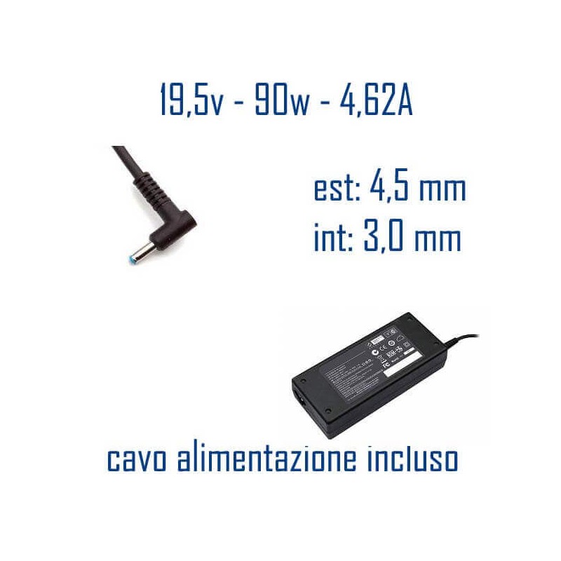 Alimentatore Compatibile 90W 19,5V 4,62A 4,5 x 3,0mm Cavo Alimentazione Incluso