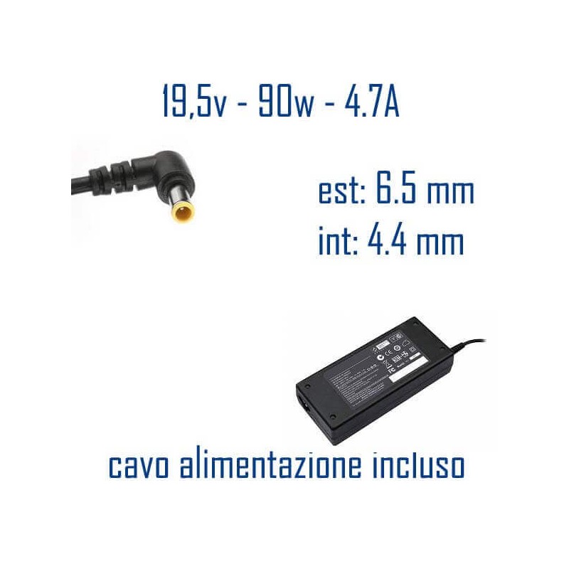 Alimentatore Compatibile 90W 19,5V 4,7A 6,5 x 4,4mm Cavo Alimentazione Incluso