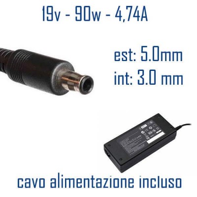 Alimentatore Compatibile 90W 19V 4,74A 5,0 x 3,0mm Cavo Alimentazione Incluso
