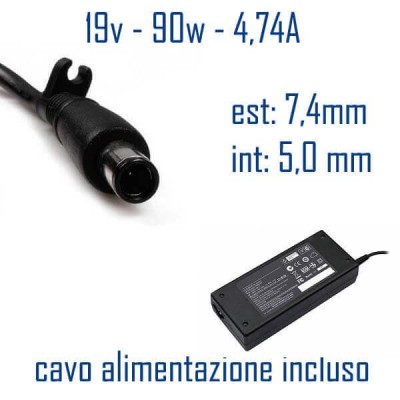 Alimentatore Compatibile 90W 19V 4,74A 7,4 x 5,00mm Cavo Alimentazione Incluso