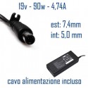 Alimentatore Compatibile 90W 19V 4,74A 7,4 x 5,00mm Cavo Alimentazione Incluso