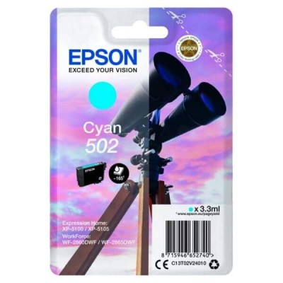 Cartuccia Originale Epson C13T02V24010 502 C Ciano 3,3ml 160 Pagine
