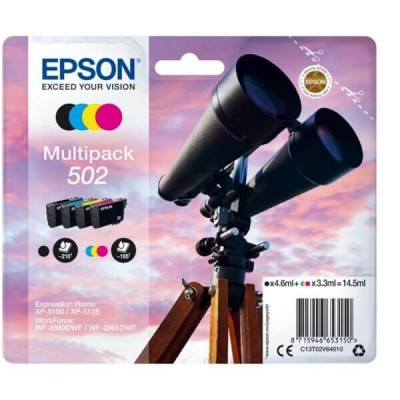 Kit 4 Cartucce Originali Epson C13T02V64010 502 BK C M Y 4,6ml Bk 3,3ml C M Y