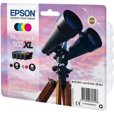 Kit 4 Cartucce Originali Epson C13T02W64010 502XL BK C M Y 9,2ml Bk 6,4ml C M Y