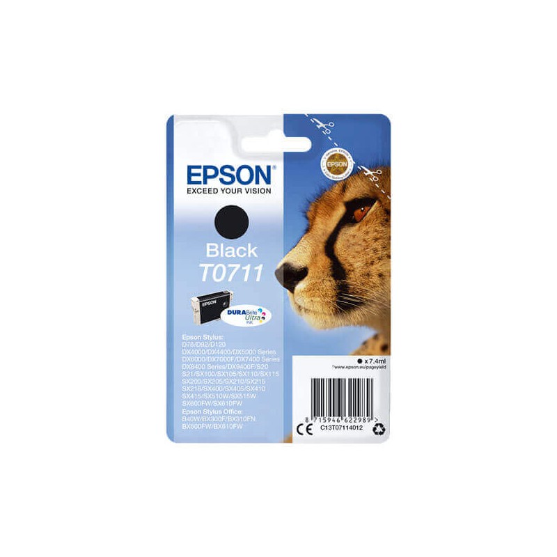Cartuccia Originale Epson C13T07114012 T0711 Bk Nero 7,4ML 245 Pagine