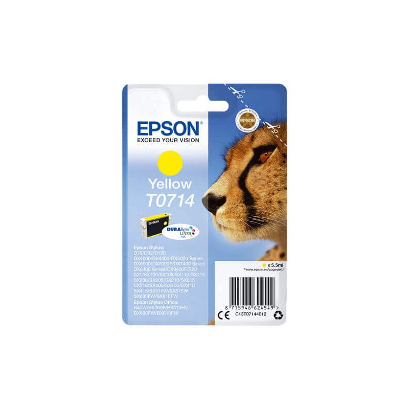 Cartuccia Originale Epson C13T07144012 T0714 Y Yellow 5,5ML 415 Pagine