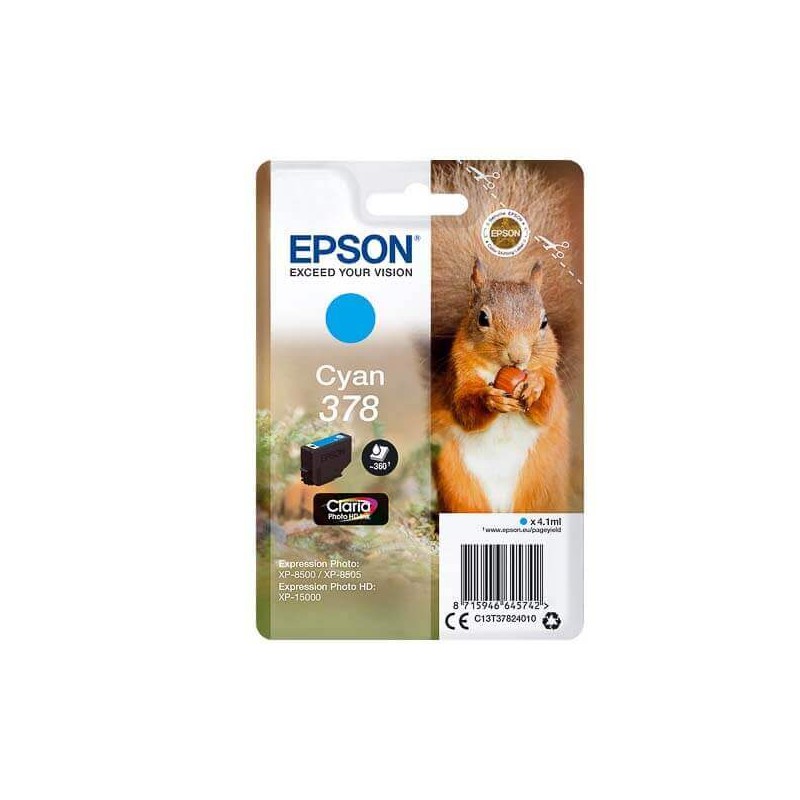 Cartuccia Originale Epson C13T37824010 378 C Ciano 4,1ml 360 Pagine
