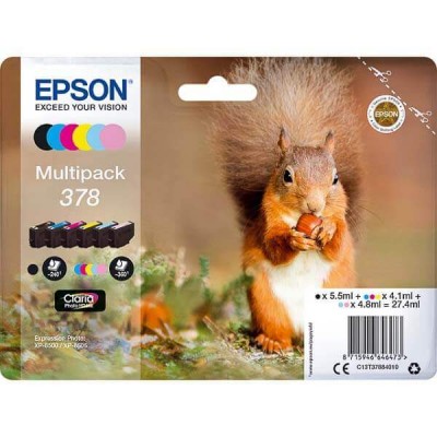 Kit 6 Cartucce Originali Epson C13T37884010 378 Bk nero 5,5ml 240 Pagine - 4,1ml C M Y 360 Pagine - 4,8ml LC LM 360 Pagine