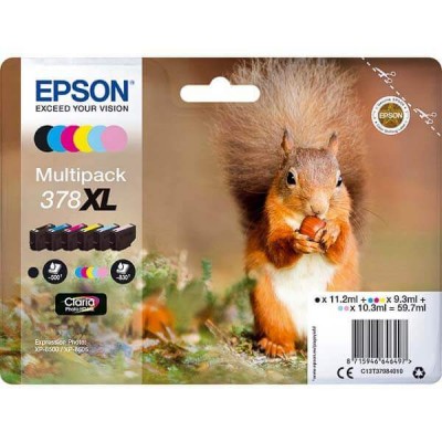 Kit 6 Cartucce Originali Epson C13T37984010 378XL Bk nero 11,2ml 500 Pagine - 9,3ml C M Y 830 Pagine - 10,3ml LC LM 830 Pagine