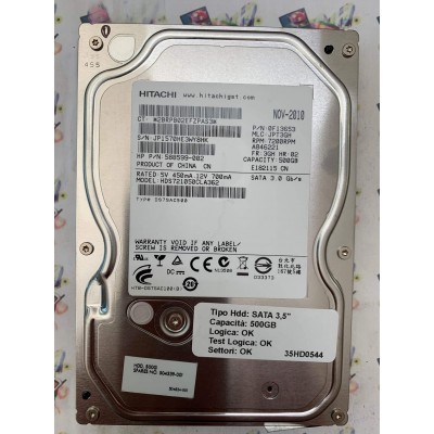Hard Disk Usato Funzionante 100% OK SATA 3,5" 500GB HITACHI HDS721050CLA362 OF13653 JPT3GH A846221 3GH 02