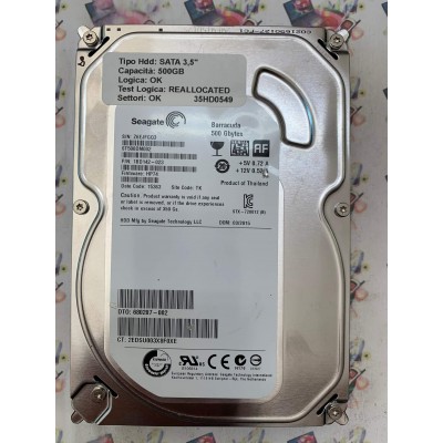 Hard Disk Usato Semifunzionante SATA 3,5" 500GB SEAGATE ST500DM002 1BD142-023 HP74 15363 TK