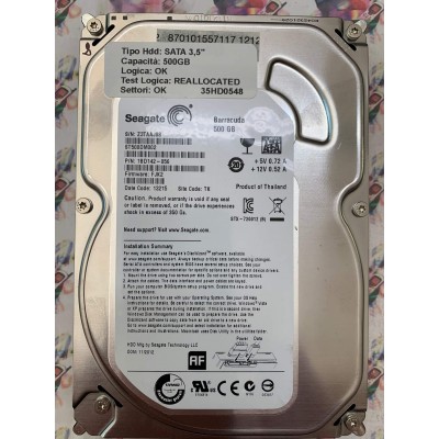 Hard Disk Usato Semifunzionante SATA 3,5" 500GB SEAGATE ST500DM002 1BD142-056 FJK2 13215 TK