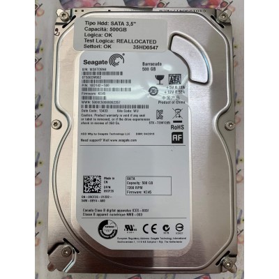 Hard Disk Usato Semifunzionante SATA 3,5" 500GB SEAGATE ST500DM002 1BD142-500 KC45 13433 WU