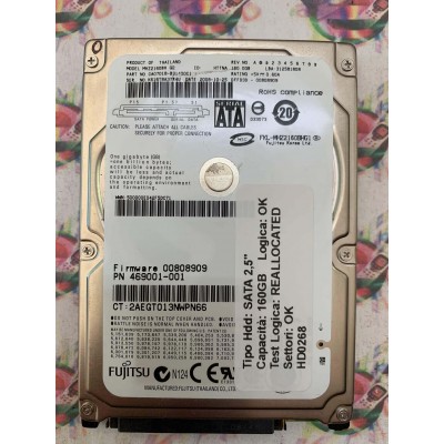 Hard Disk Usato Semifunzionante SATA 2,5" 160GB FUJITSU MHZ2160BH CA07018-B31400G1 2008-10-25
