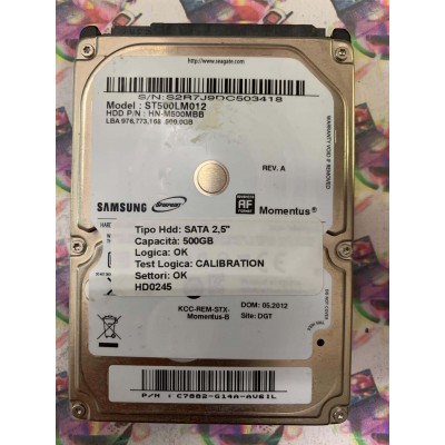 Hard Disk Usato Semifunzionante SATA 2,5" 500GB SAMSUNG ST500LM012 HN-M500MBB C7882-G14A-AV6IL 05.2012