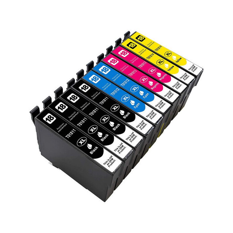 Kit 10 Cartucce Compatibili Epson T1811 T1812 T1813 T1814 - 4 Bk - 2 C - 2 M - 2 Y