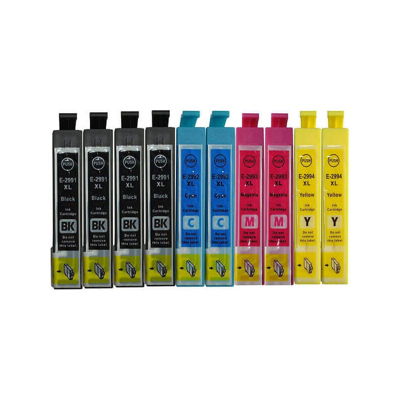 Kit 10 Cartucce Compatibili Epson T2991 T2992 T2993 T2994 - 4 Bk - 2 C - 2 M - 2 Y