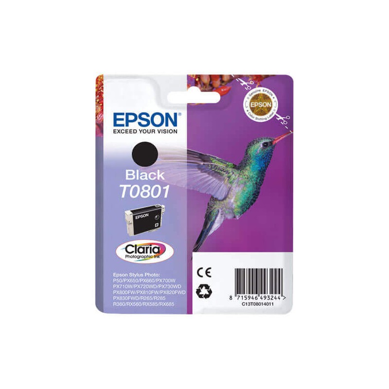 Cartuccia Originale Epson C13T08014011 T0801 Bk Nero 7,4ml 330 Pagine