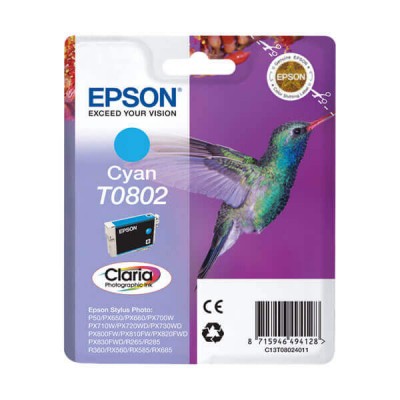 Cartuccia Originale Epson C13T08024011 T0802 C Ciano 7,4ml 435 Pagine