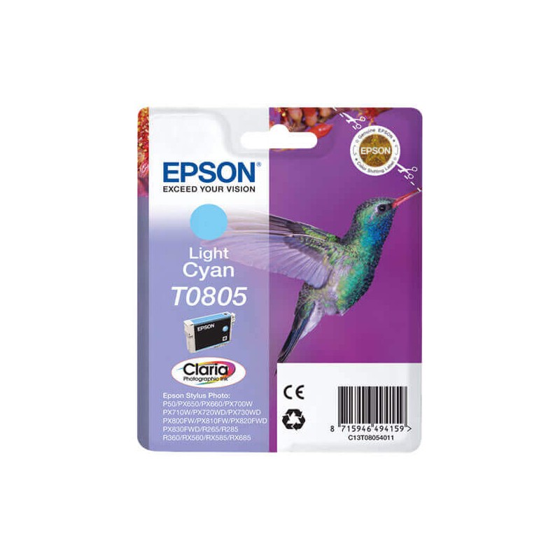 Cartuccia Originale Epson C13T08054011 T0805 LC Light Ciano 7,4ml 330 Pagine