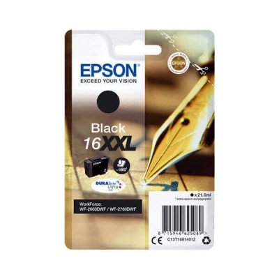 Cartuccia Originale Epson C13T16814012 T1681 16XXL Bk Nero 21,6ML 1000 Pagine