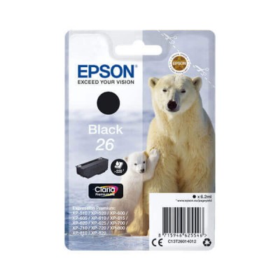 Cartuccia Originale Epson C13T26014012 T2601 26 Bk Nero 6,2ML 220 Pagine
