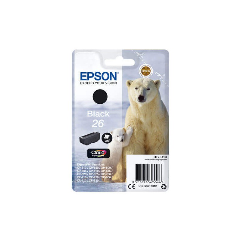 Cartuccia Originale Epson C13T26014012 T2601 26 Bk Nero 6,2ML 220 Pagine