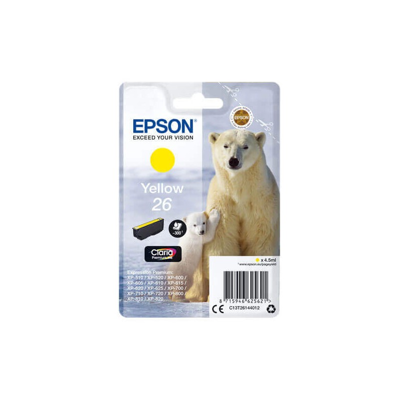 Cartuccia Originale Epson C13T26144012 T2614 26 Y Yellow 4,5ML 300 Pagine