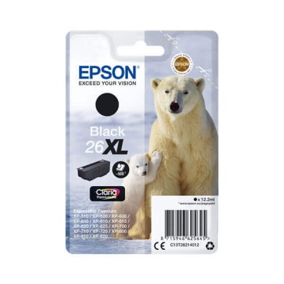 Cartuccia Originale Epson C13T26214012 T2621 26XL Bk Nero 6,2ML 220 Pagine