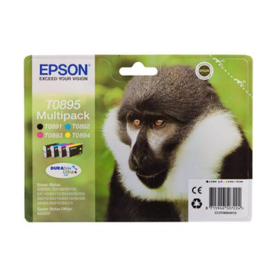 Kit 4 Cartucce Originali Epson C13T08954011 T0895 Bk Nero 5,8ml 170 Pagine C Ciano 3,5ml 170 Pagine M Magenta 3,5 ml 135 Pagine